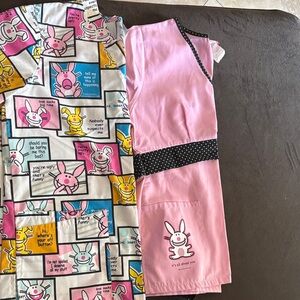 Playful Bunny Print Scrub top Set